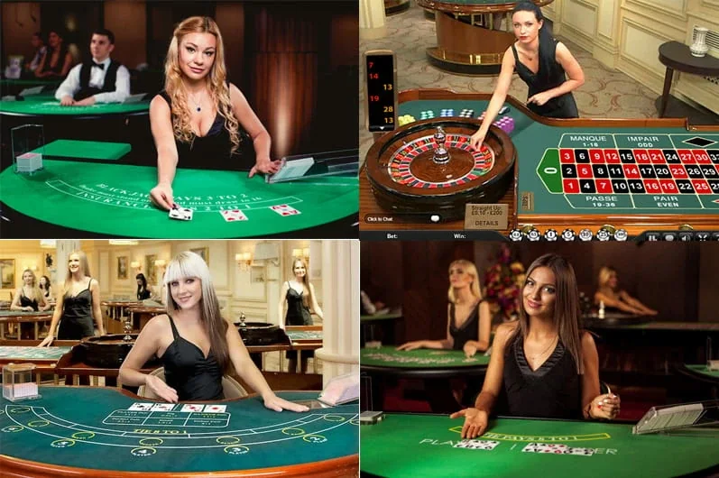 Meja permainan kasino live dengan tata letak taruhan